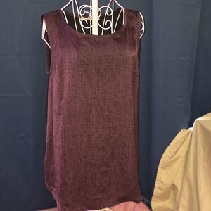 Sleeveless Satin Shift Top - Plum LG